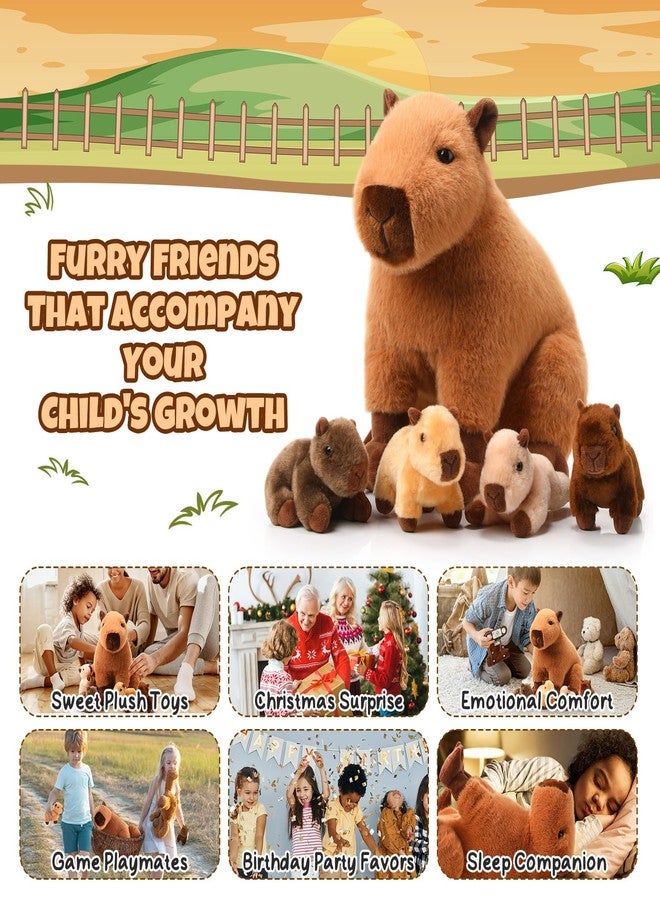 Hollowfly 5 Pcs Capybara Stuffed Animals Capybara Plush Gift for Stuffed Mommy Kids with 4 Cute Babies Inside Soft Plushies for Birthday Party Gifts Operation Christmas(Dark Color,Sitting Style) - Image 5